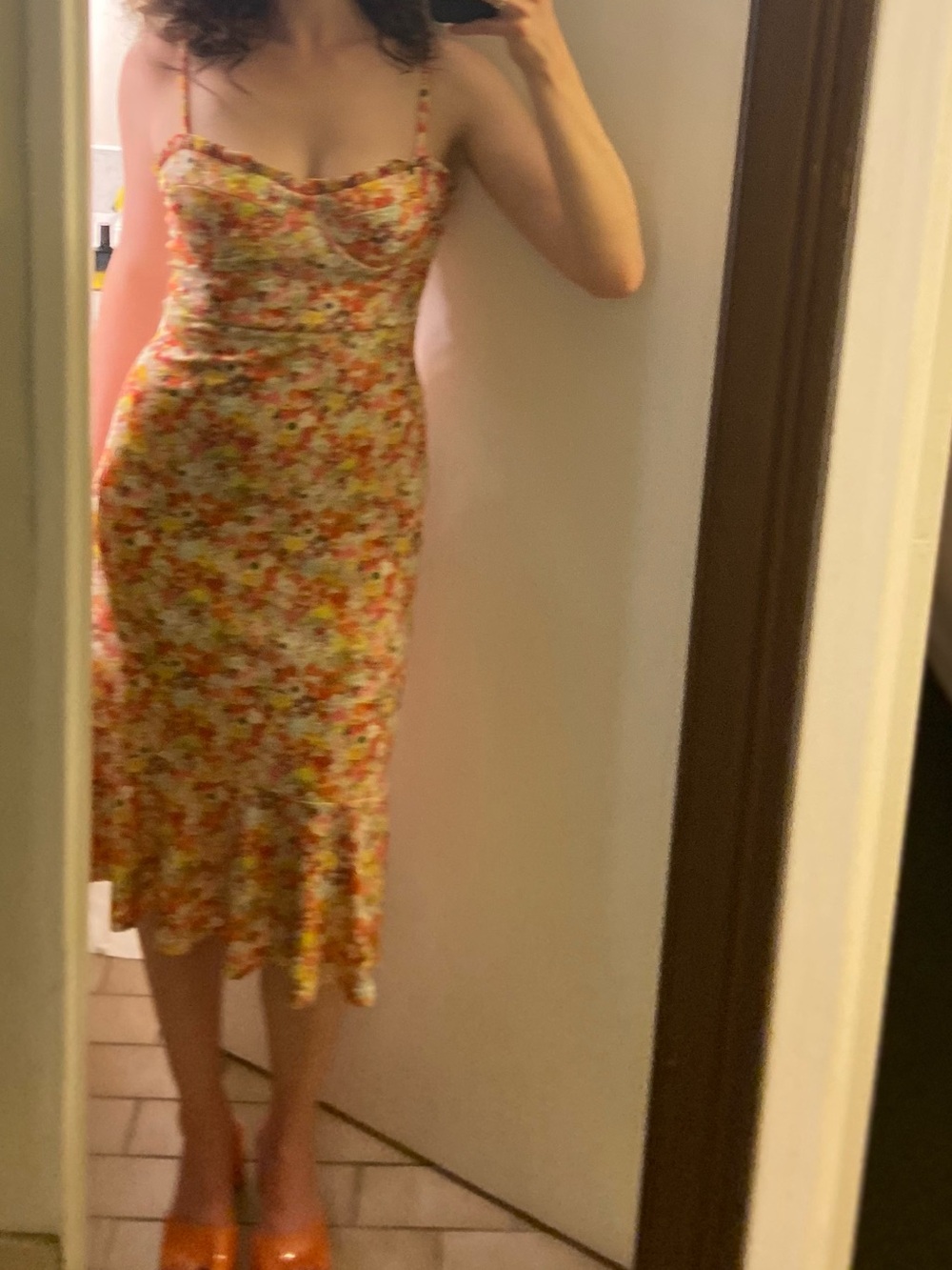 Hutch Floral Midi Dress in Pink, Yellow & Orange - Picture 5 of 5